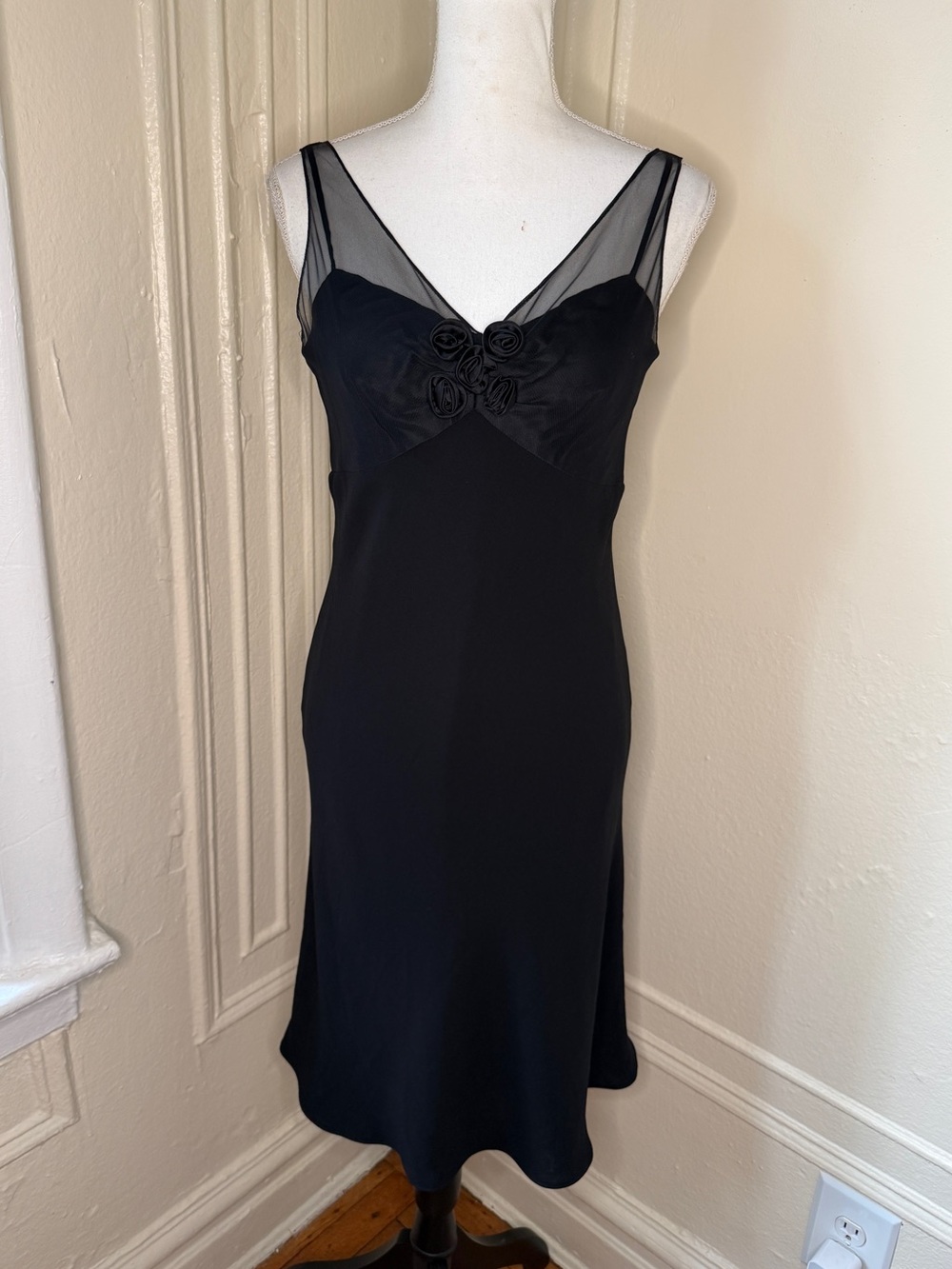 Y2K / 90S Designer Evan Picone Black Coquette Girl Edgy Silk Mix Dress